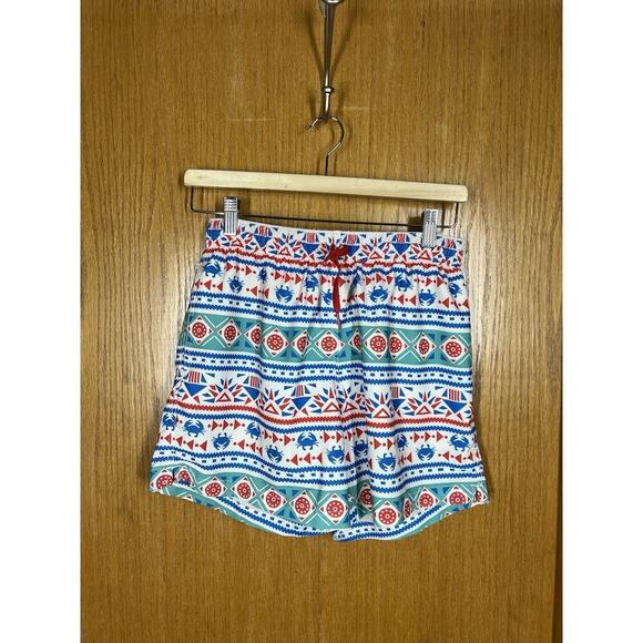 Chubbies Mens Swim Trunks Small Tribal Crab Summer Red White Blue - Picture 1 of 4